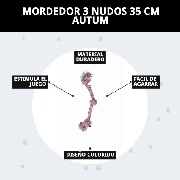 Mordedor 3 Nudos 35 cm para perros: diversión y salud dental