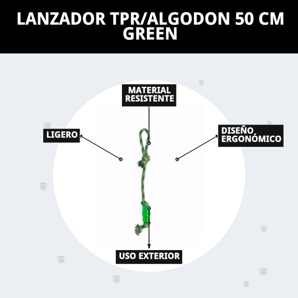 Lanzador TPR/Algodón 50 cm para perros - Diversión y cuidado