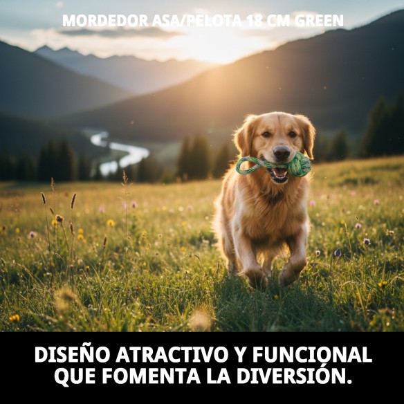 Mordedor Pelota 18 cm Green: Diversión y Salud Canina
