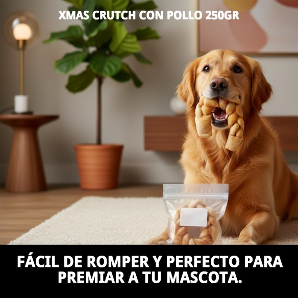 XMAS CRUTCH POLLO 250GR: Snack Rico para Perros Grandes