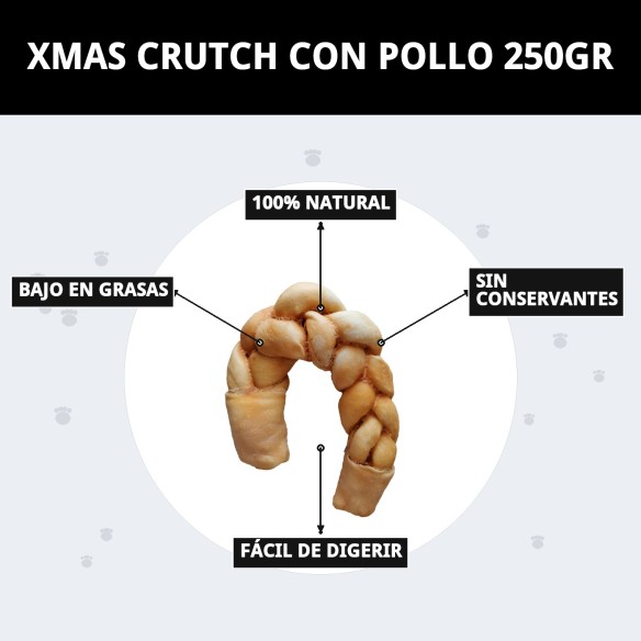 XMAS CRUTCH POLLO 250GR: Snack Rico para Perros Grandes