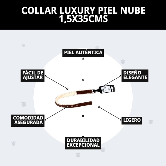 Collar Luxury Piel Nube 1,5x35cms para tu mascota elegante
