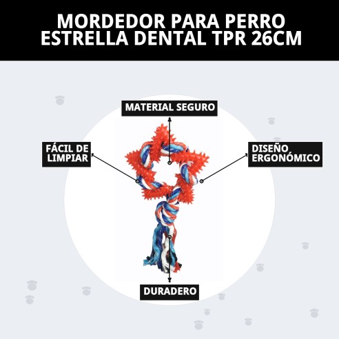 Mordedor Estrella Dental TPR para Perros - 26 cm
