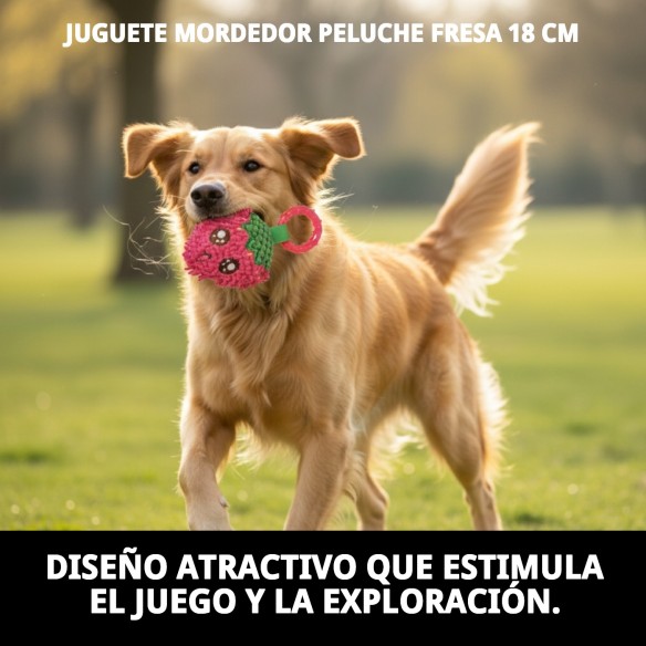 Juguete Mordedor Peluche Fresa 18 cm para Mascotas Divertido