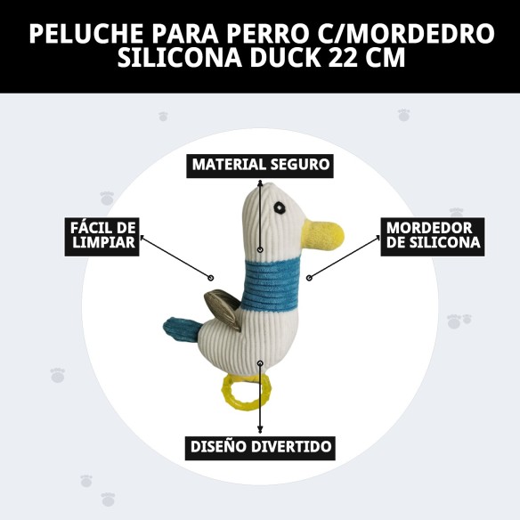 Peluche Mordedor Silicona Pato 22 cm para Perros - Moly