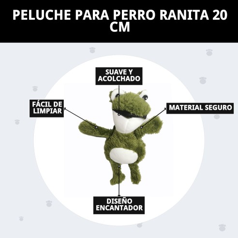 Peluche para Perro Ranita 20 cm - Juguete Suave y Divertido