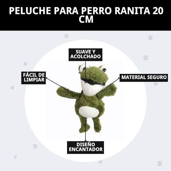 Peluche para Perro Ranita 20 cm - Juguete Suave y Divertido
