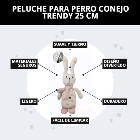 Peluche Conejo Trendy para Perro - 25 cm de Diversión