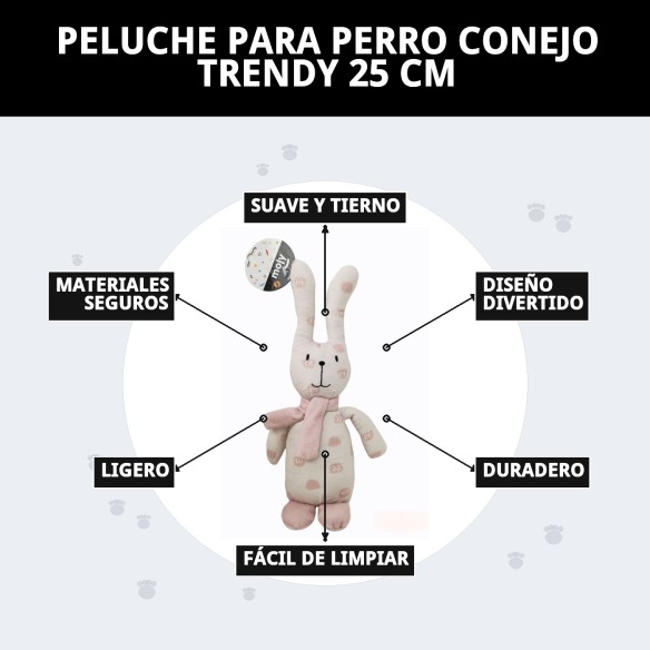 Peluche Conejo Trendy para Perro - 25 cm de Diversión