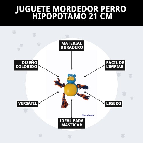 Juguete Mordedor Hipopótamo para Perros - 21 cm Divertido