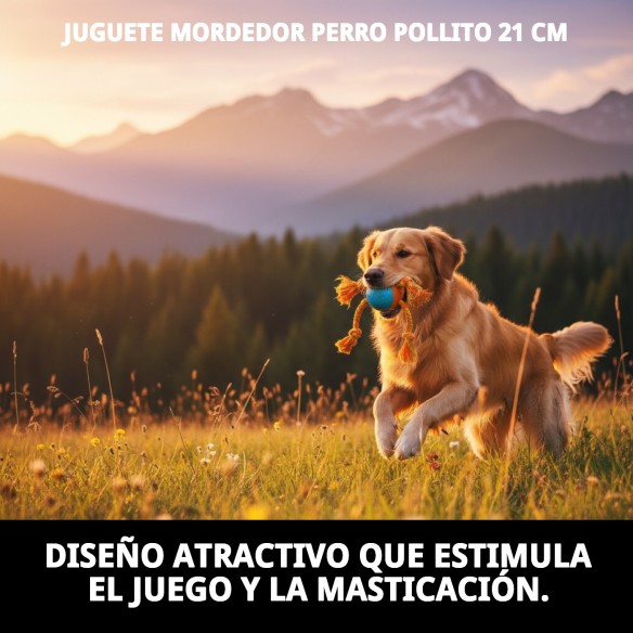 Juguete Mordedor Perro Pollito 21 cm - Diversión Asegurada