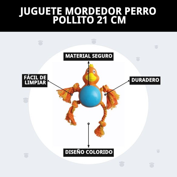 Juguete Mordedor Perro Pollito 21 cm - Diversión Asegurada