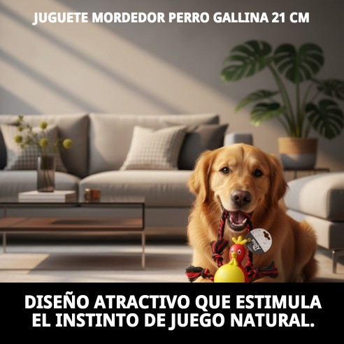 Juguete Mordedor Gallina para Perros - 21 cm de Diversión