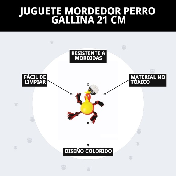 Juguete Mordedor Gallina para Perros - 21 cm de Diversión