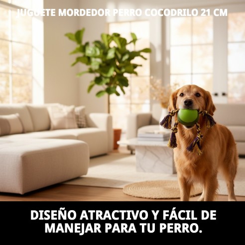 Juguete Mordedor Perro Cocodrilo 21 cm - Diversión Asegurada