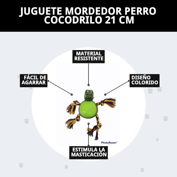 Juguete Mordedor Perro Cocodrilo 21 cm - Diversión Asegurada