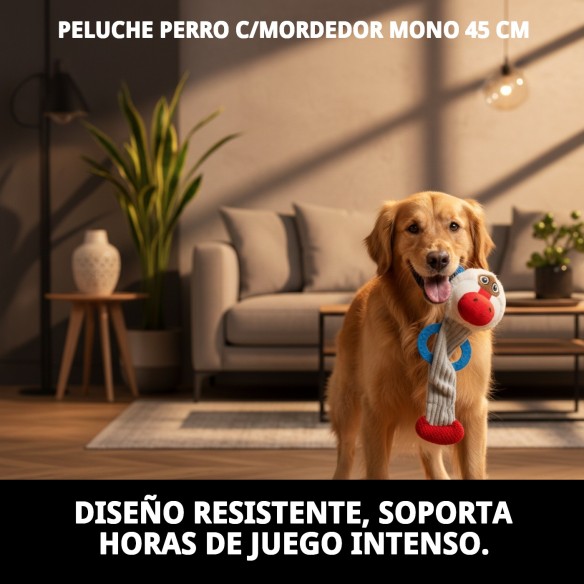 Peluche Perro con Mordedor Mono 45 cm - Diversión Asegurada