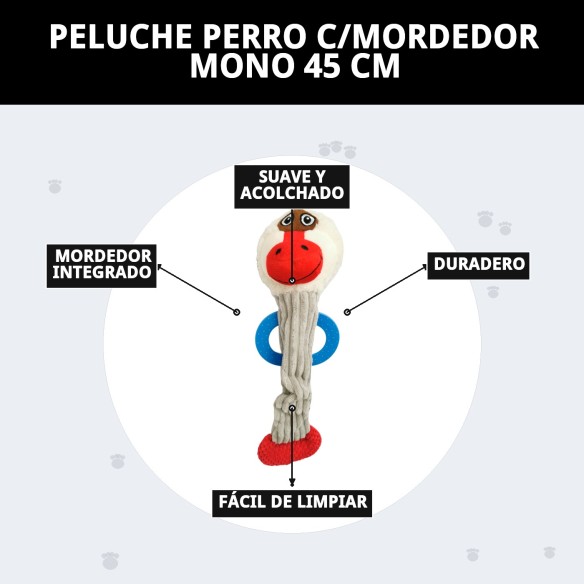 Peluche Perro con Mordedor Mono 45 cm - Diversión Asegurada