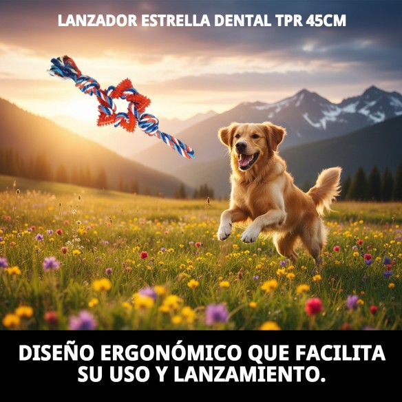 Lanzador Estrella Dental TPR 45cm: Juega y Cuida a tu Mascota