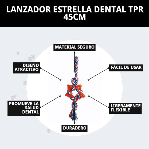 Lanzador Estrella Dental TPR 45cm: Juega y Cuida a tu Mascota