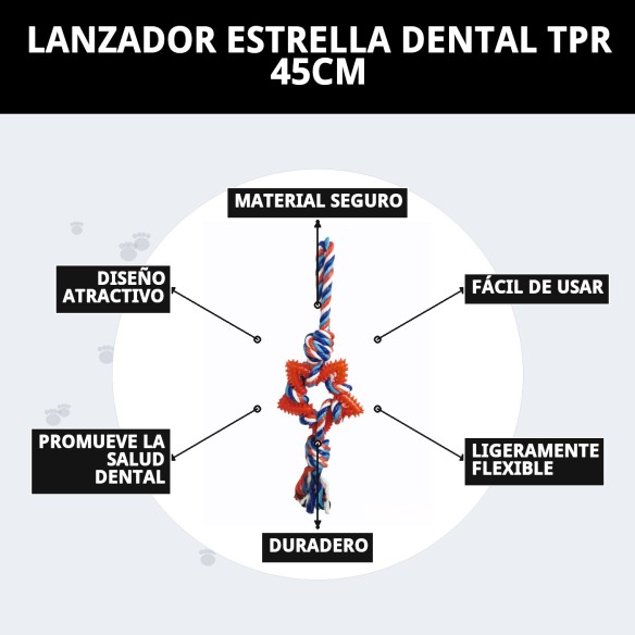 Lanzador Estrella Dental TPR 45cm: Juega y Cuida a tu Mascota