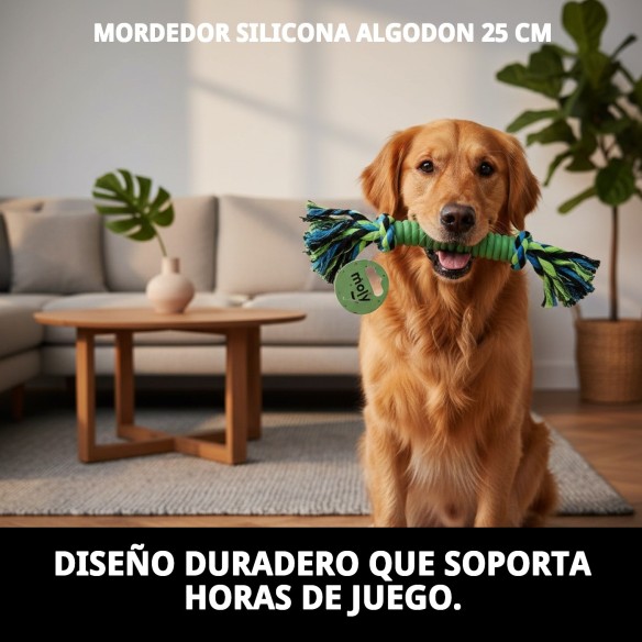 Mordedor de Silicona y Algodón para Mascotas - 25 cm