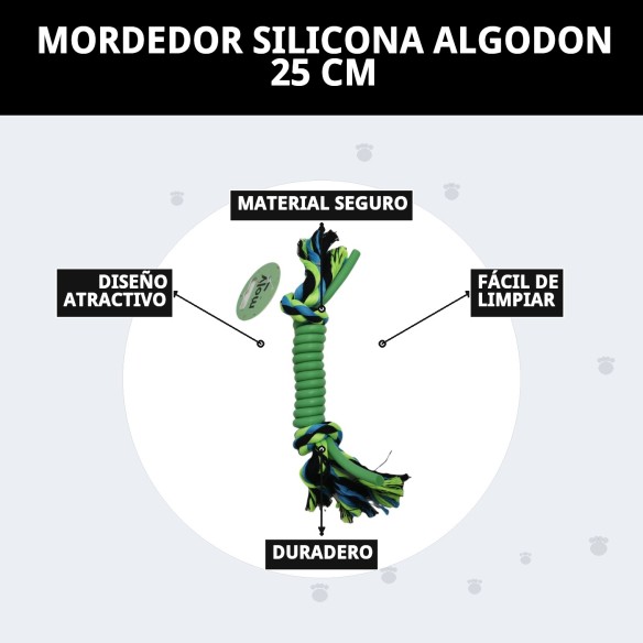 Mordedor de Silicona y Algodón para Mascotas - 25 cm