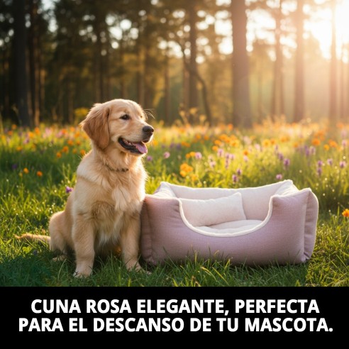 Cuna Rosa T-2 60x48x24 cm - Dulce New Collection para Mascotas