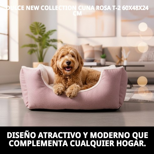 Cuna Rosa T-2 60x48x24 cm - Dulce New Collection para Mascotas