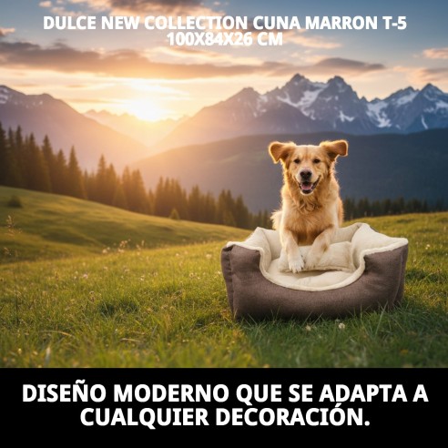 Cuna Marrón New Collection T-5 para Perros 100x84 cm