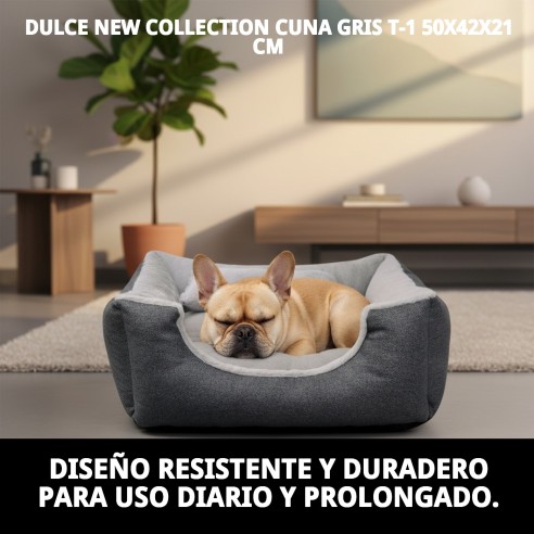 Cuna Gris DULCE New Collection para Mascotas T-1 50x42x21 cm