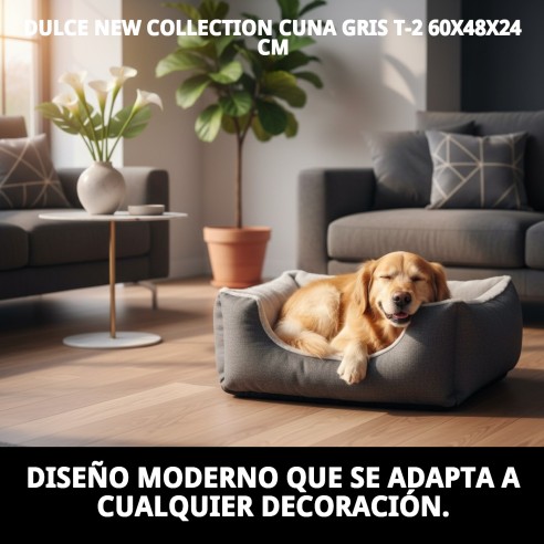 Cuna Gris T-2 Dulce New Collection para Mascotas 60x48 cm