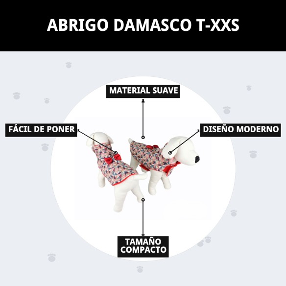 Abrigo Perro Damasco XXS Moly | Estilo y Calidez Razas Pequeñas