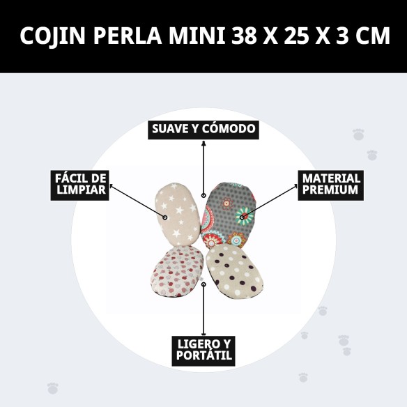 Cojín Perla Mini 38x25 cm: Comodidad para tu Mascota