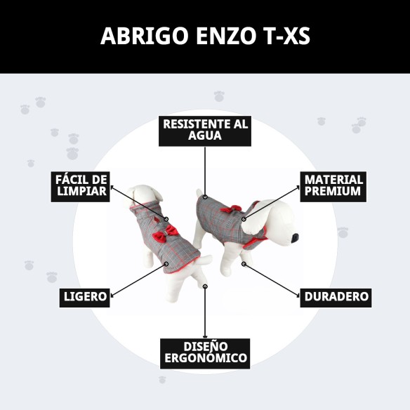 Abrigo Enzo T-XS para perros y gatos, cálido y elegante