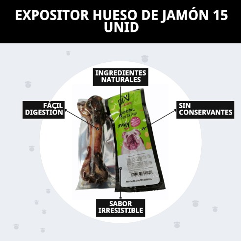 Expositor de Hueso de Jamón para Perros - 15 Unidades