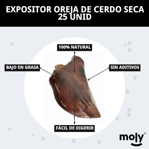Expositor Orejas de Cerdo Deshidratadas para Perros - 25 Unid
