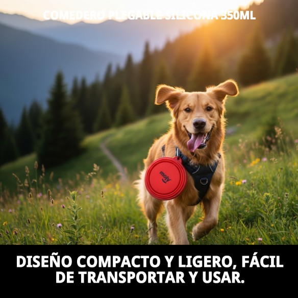 Comedero Plegable Silicona 350ml para Viajes con Mascotas