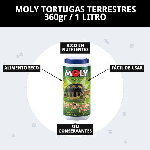 Alimento Nutritivo para Tortugas Terrestres - MOLY 360g