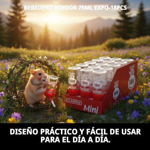 Bebedero Antigoteo para Roedores 75ml - Agua Fresca Siempre