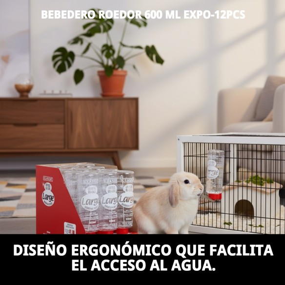 Bebedero para roedores 600 ml - Agua limpia y fresca
