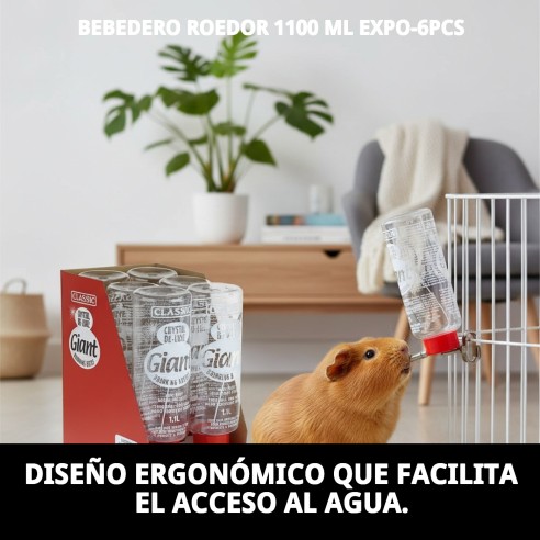 Bebedero para roedores 1100ml - Agua fresca sin goteo