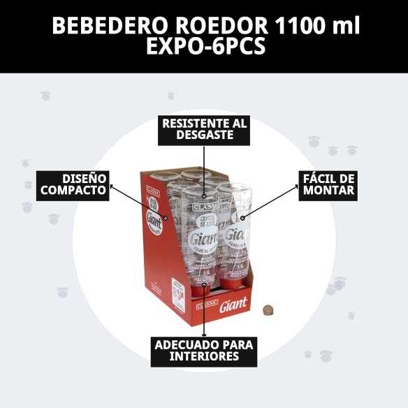 Bebedero para roedores 1100ml - Agua fresca sin goteo