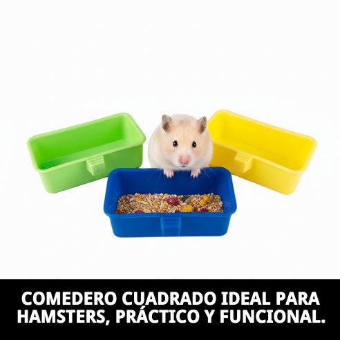 Comedero Cuadrado para Hámster - Color y Funcionalidad