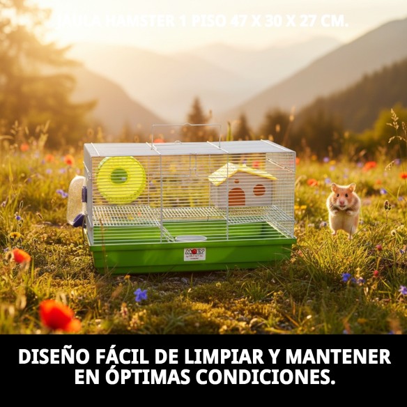 Jaula para Hámster 1 Piso - Compacta y Desmontable 47x30x27