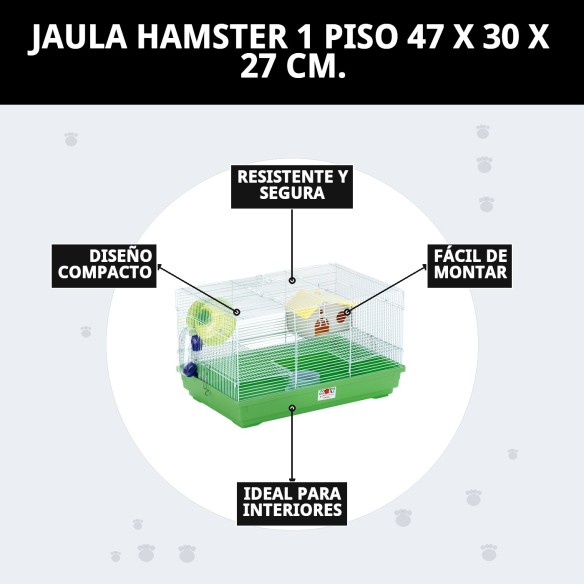 Jaula para Hámster 1 Piso - Compacta y Desmontable 47x30x27