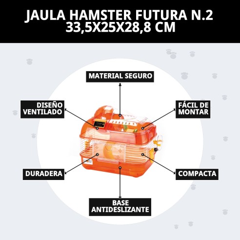 Jaula Hamster Futura N.2 Desmontable 33,5x25x28,8 cm