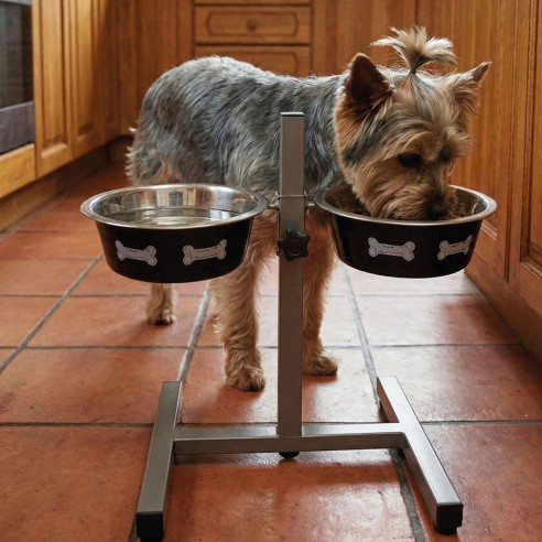 Comedero Doble Regulable en Altura Moly | 2 Cuencos de 1.55 L para Perros Medianos y Grandes