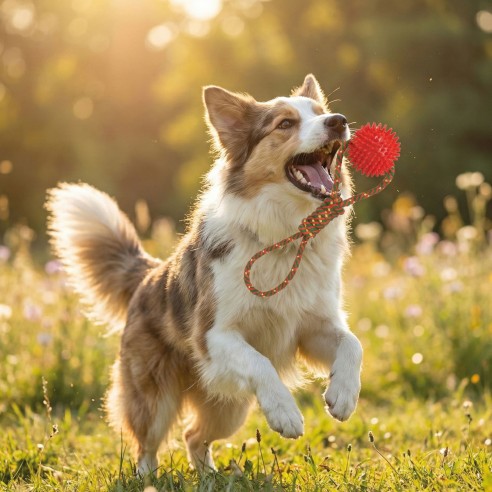 Lanzador con Pelota TPR para Perros - Juguete Divertido y Ecológico