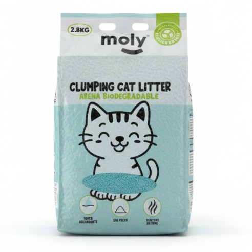 Arena para Gatos Tofu Talco 2,8 kg | Ecológica, Aglomerante y Natural – Moly- 8,4 Litros